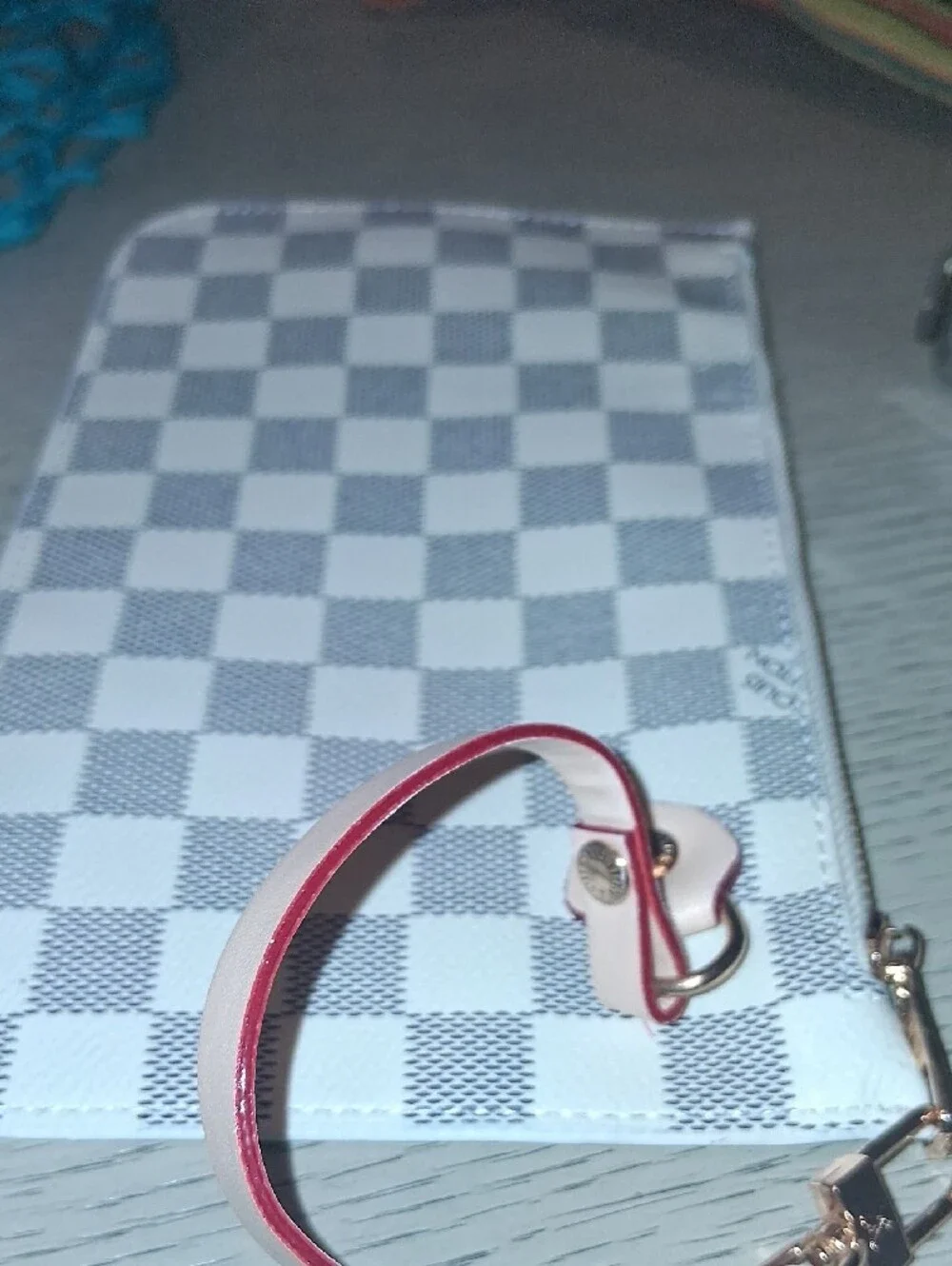 Source Unknown Check Wristlet Clutch